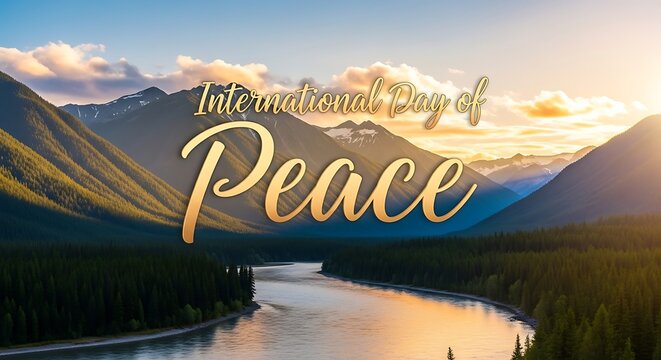 International day of peace scenic mountain river landscape for world harmony and tranquility theme image