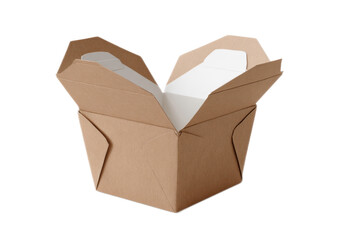 Open Cardboard Heart-Shaped Box on White Background