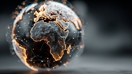 Dynamic glowing Earth network connects continents with vibrant data points, symbolizing global communication and digital innovation.