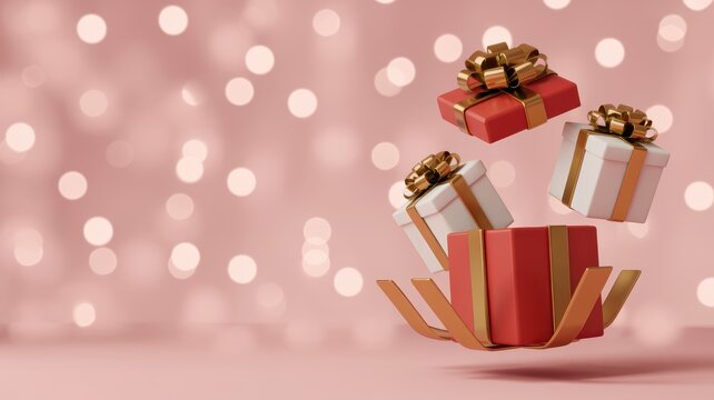 Unwrap joy with gifts that float in a rosy dream, perfect for holiday promos, surprises, and celebration announcements that will make anyone smile