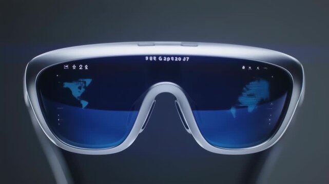 Futuristic glasses with world map projection - Powered by Adobe
