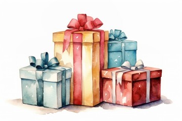 Obraz premium Christmas gifts white background celebration decoration.