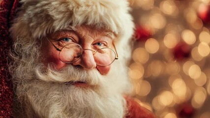 Santa Claus looking on camera during Christmas time - Traditional fest, magic and Xmas holiday concept - Model by AI generative - Powered by Adobe