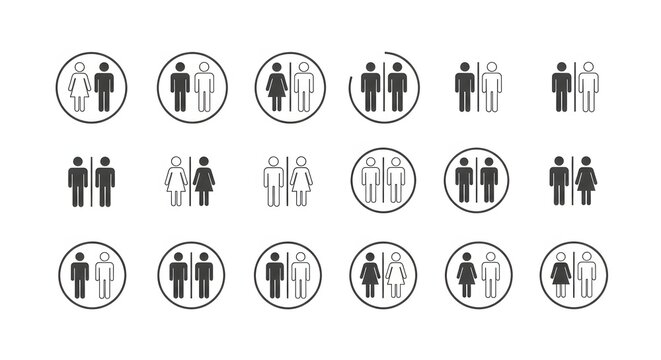 Business man and woman illustration vector set with web icon sign circle and arrow design