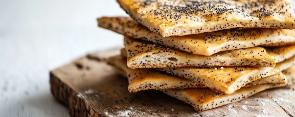 Stack of freshly baked poppy seed rolls.