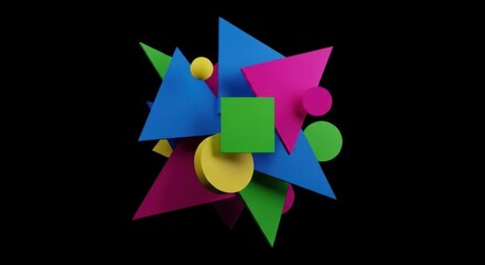 Abstract geometric shapes collage in vibrant colors