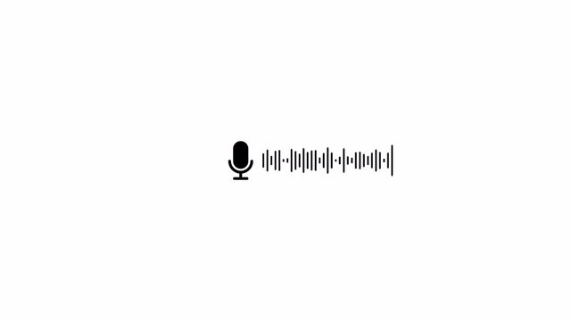 Podcast Recording Microphone Icon on a transparent background with Digital Sound Wave and Waveform Equalizer with alpha channel in 4k