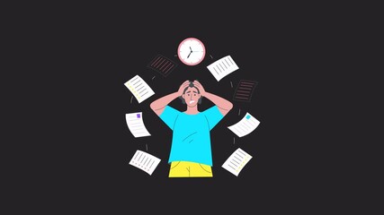 Stress Under Deadlines 2D Motion Graphics Animation Alpha channel