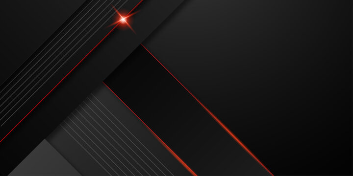 Abstract modern 3d red, black background with lines arrow geometric overlap shape elements. Red maroon and black gradient with stylish line and square decoration suit for presentation design. vector. 