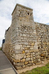 Stone tower of the fortress wall in the city on a clear sunny day, Chersonesos. Sights of Russia. Architecture of World tourism. © Victor1153