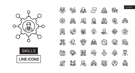 Skills line icons set thin line vector design for business and human resources concepts