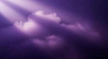 Ethereal purple clouds illuminated by soft rays of light