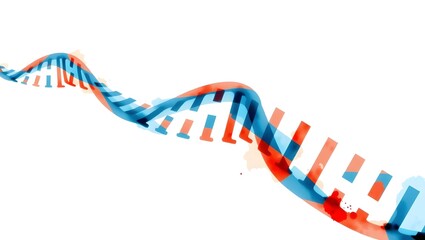 Abstract DNA strand in watercolor texture, minimal design with light background