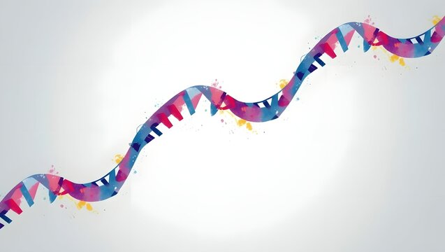 Abstract DNA strand in watercolor texture, minimal design with light background