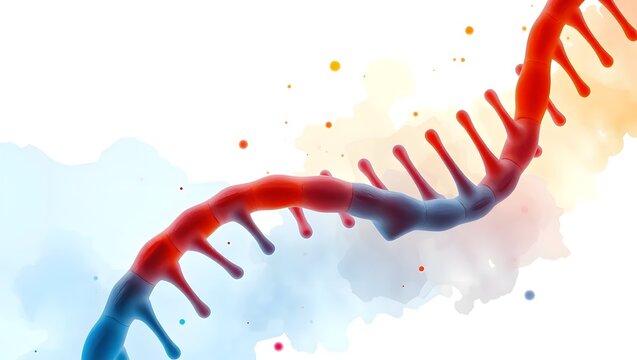 Abstract DNA strand in watercolor texture, minimal design with light background
