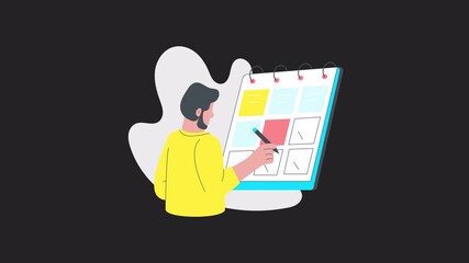 Planning Weekly Schedule 2D Motion Graphics Animation Alpha channel