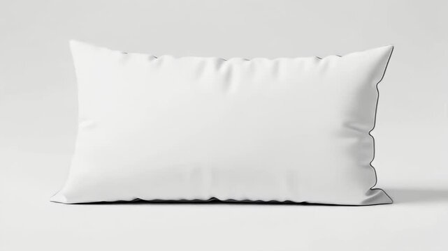 Pristine white pillow on a seamless light background. Evokes comfort, sleep, and relaxation. Perfect for bedding, home decor, and wellness advertising, highlighting tranquility and softness.