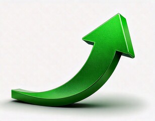 Green curved graph with arrow icon. Arrow illustration pointing up. Counterclockwise 