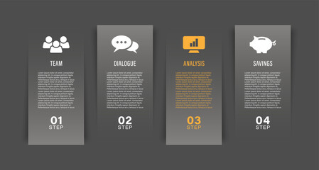 3D Infographics vector template for presentation slides. Finance and marketing infographics layout with business icons and space for text