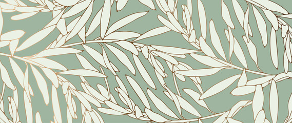 Luxury golden olive branches botanical background. Hand drawn botanical abstract illustration for decor, wallpapers, covers