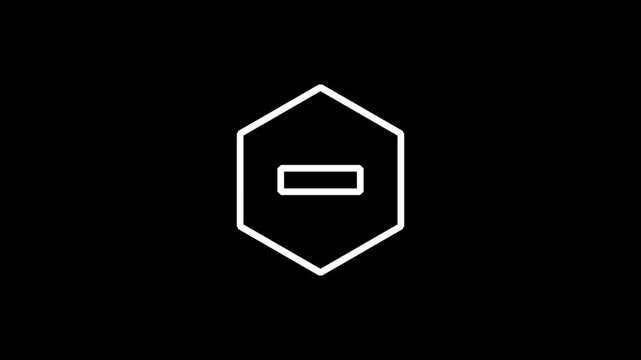 Minus and plus lines on a hexagonal motion icon with a black background. Great for technology, web, business, and entertainment.