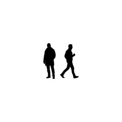 Silhouetted pedestrians walking confidently in urban setting for design projects and architectural renderings