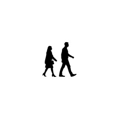 Dynamic silhouettes of walking couple, ideal for urban lifestyle concepts and trendy minimalist designs
