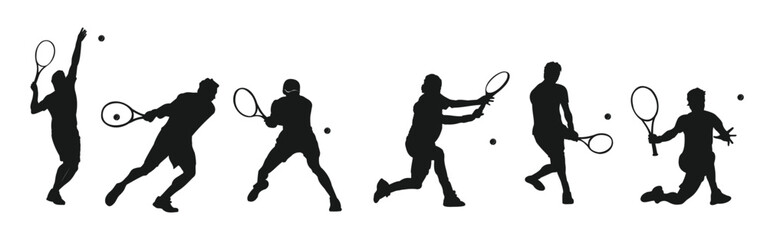 tennis sport silhouette, athlete pose.