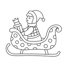 Christmas kawaii line art clipart bundle