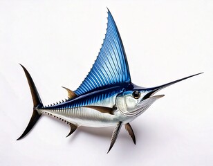 Fototapeta premium Sailfish real fish isolated on white marlin billfish white background