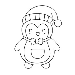Christmas kawaii line art clipart bundle