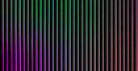 Fototapeta premium Dark Abstract Vertical Lines Background Subtle 3D Bar Pattern with Neon Light Gradient in Magenta, Green, and Purple EPS 10