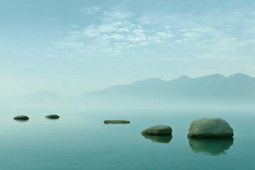 man with guitar stands in lush vineyard surrounded by blooming grapevines seeking creative inspiration for new song