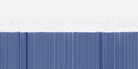 A visual representation of vertical blue lines against a white background with scattered dark spots above