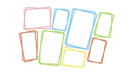 Vibrant, overlapping colorful hand drawn frames create dynamic visual space for creative projects and modern design layouts with a playful feel