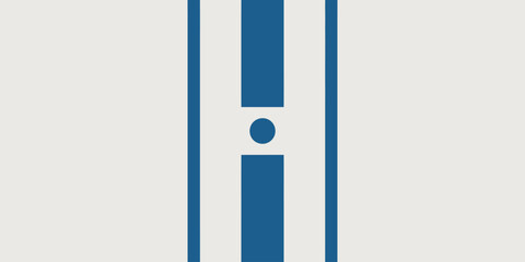 A minimalist design featuring blue vertical stripes and a circle on a white background centered image