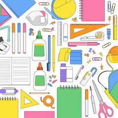 Vibrant collection of essential school and office supplies, perfect for creative projects and educational themes, bringing organization and color to any workspace.