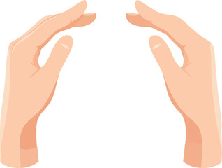 Two human hands forming a gentle curved shape, palms facing inward in a soft gesture