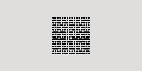 A symmetrical pattern of black dots and dashes arranged in a square shape on a light gray background
