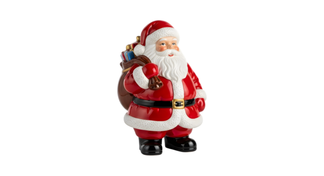 Christmas santa claus figurine isolated on transparent background