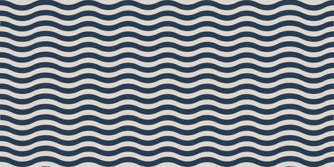 A repeating pattern of dark blue and white waves forming a symmetrical and rhythmic design on a surface