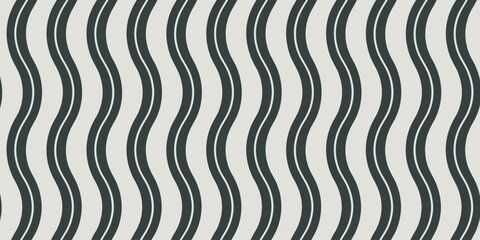 A repeating pattern of wavy black lines with thin white lines on a light gray background design style