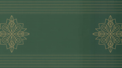 Elegant olive green background with symmetrical gold floral design elements for invitations, sophisticated branding, and upscale presentations