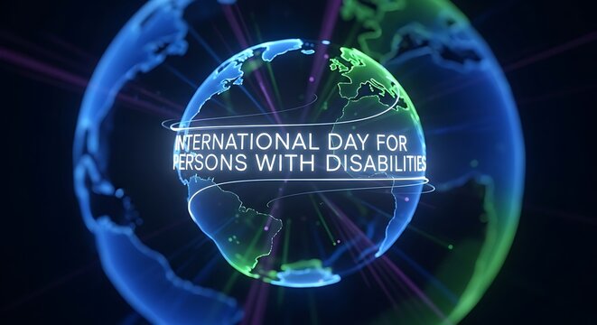 International day for persons with disabilities globe graphic with blue and green continents