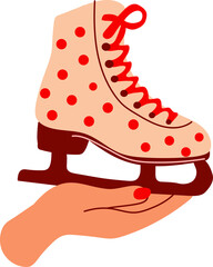 Polka-Dot Ice Skate Held with Care