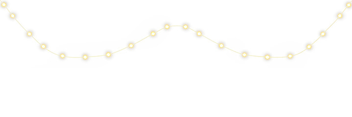 PNG Gold Garland on Transparent Background with Bright Glow