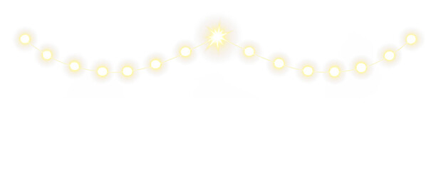 Gold Garland PNG with Transparent Background for Festive Overlay