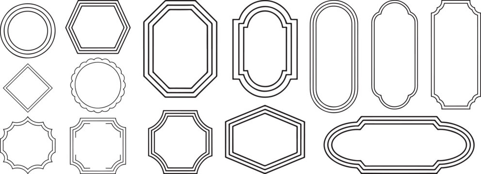 black geometric vintage frames. Collection of retro labels. Abstract geometric grunge shape elements..eps