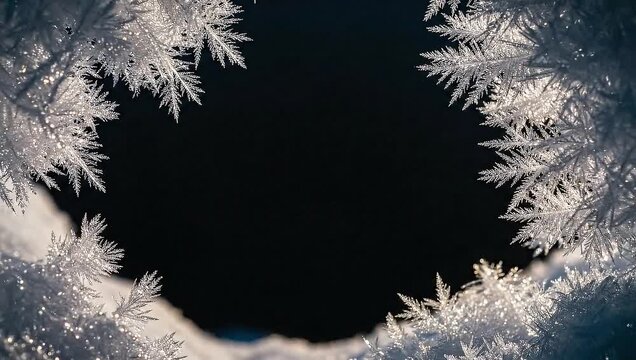 Frosty Window Frame with Dark Center.