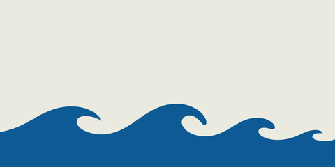 A simple illustration of blue waves against a white background with a minimalist aesthetic style